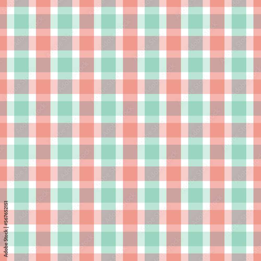 Seamless pink and green checkered plaid fabric pattern texture. Modified stripes consisting of crossed horizontal and vertical lines.Seamless picnic pattern Seamless pink and green checkered plaid fabric pattern texture. Modified stripes consisting of crossed horizontal and vertical lines.Seamless picnic pattern