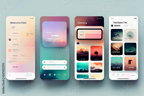Modern user interface design. Conceptual mobile phone screen mock-up for application interface. Colorful, aesthetic, minimalistic.
