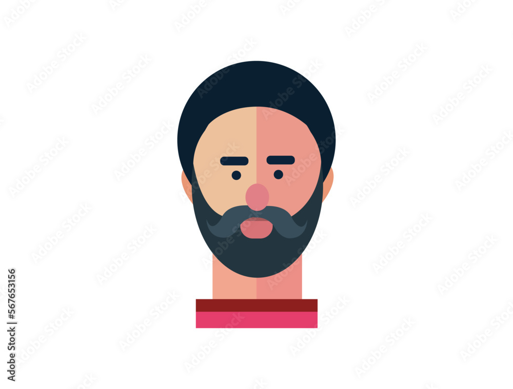 Portrait of a Sikh man. The head of a guy with a beard in a turban. face Vector flat illustration. Sikh man face vector isolated on white background. Portrait of a Sikh man. The head of a guy with a beard in a turban. face Vector flat illustration. Sikh man face vector isolated on white background.