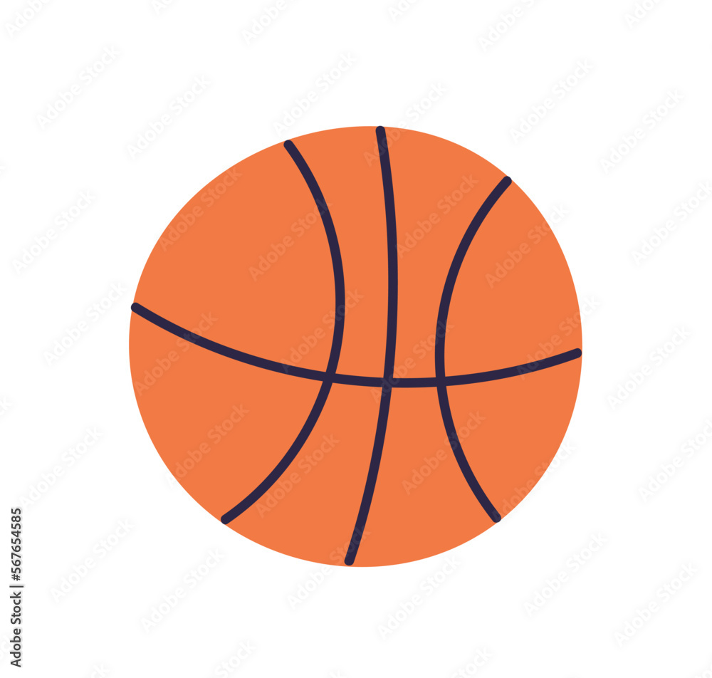 Basketball ball icon. Orange sport sphere, orb for professional game. Leather round object for playing. Simple flat vector illustration isolated on white background