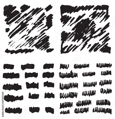A set of 4 A set of 4 squares of straight lines  strokes and wavy lines in the style of doodles squares of straight lines  strokes and wavy lines in the style of doodles.