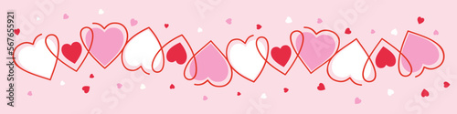 Design of banner with hearts. Mother’s Day, Women’s Day, and Valentine’s Day decorations. Vector
