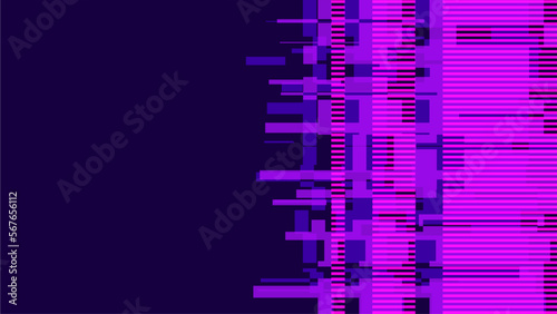 Abstract Neon Purple Side Screen Glitching Frame  Flat Style