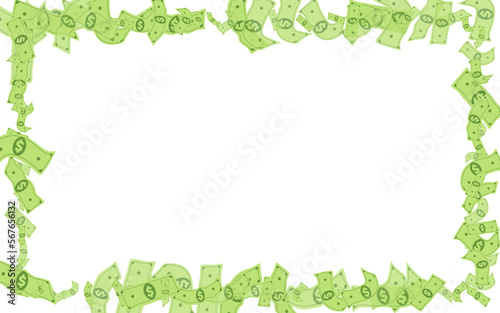 Paper Money Vector White Background. Flying Cash