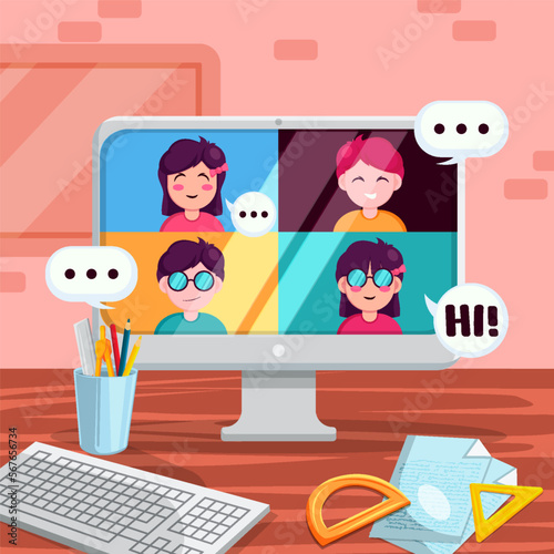 School From Home New Normal Protocol Illustrations