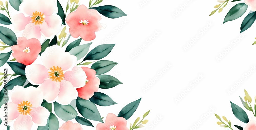 Fototapeta premium Vibrant Watercolor Roses, Save the Date Card, Stunning Floral Wallpaper, Generative AI Masterpiece