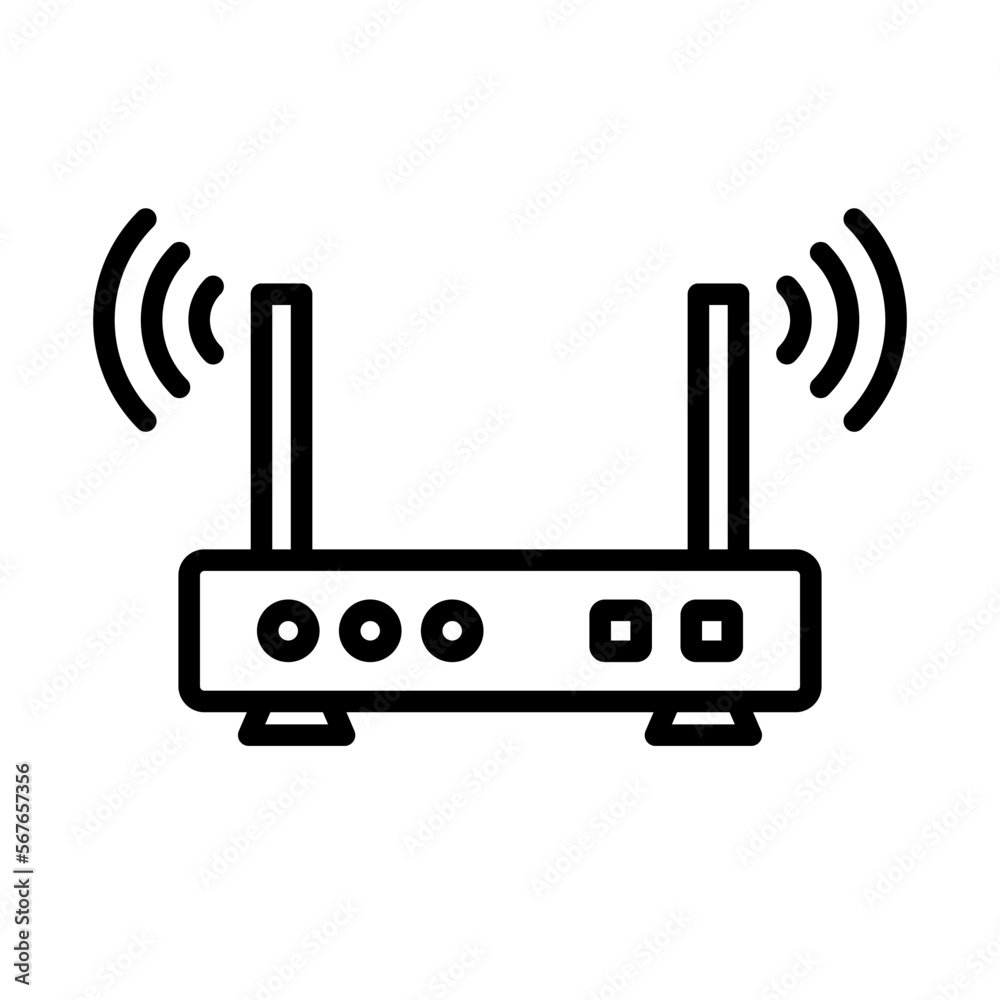 Router icon transmitting wireless signals. Internet access point. Vector. Router icon transmitting wireless signals. Internet access point. Vector.
