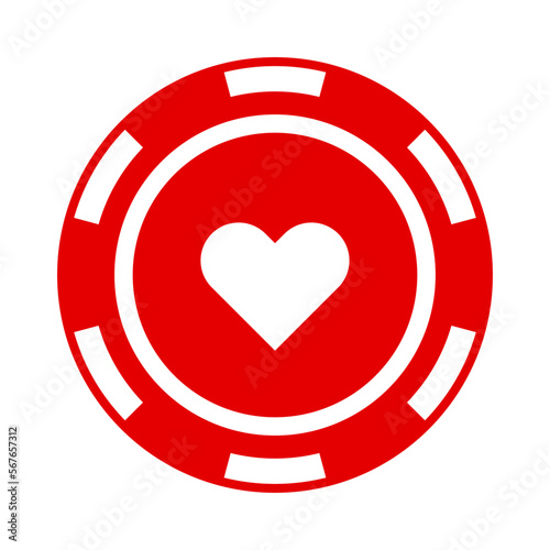 Heart poker chip icon. Casino chip. Vector.