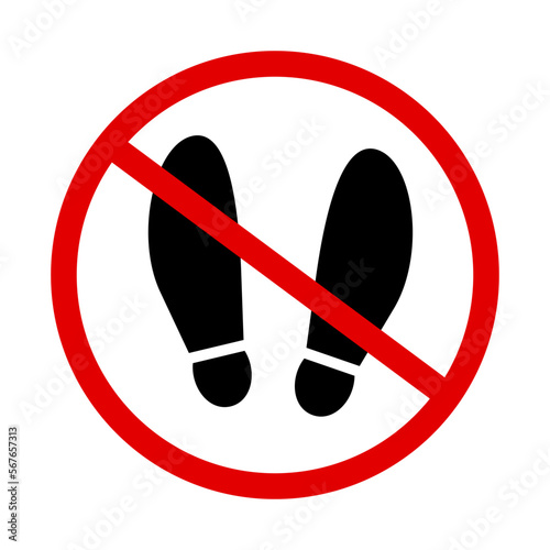 No shoes allowed sign. Strictly no shoes on the floor. Vector.