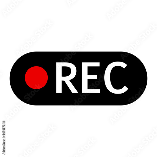 REC icon with rounded corners. Recording sign. Vector.