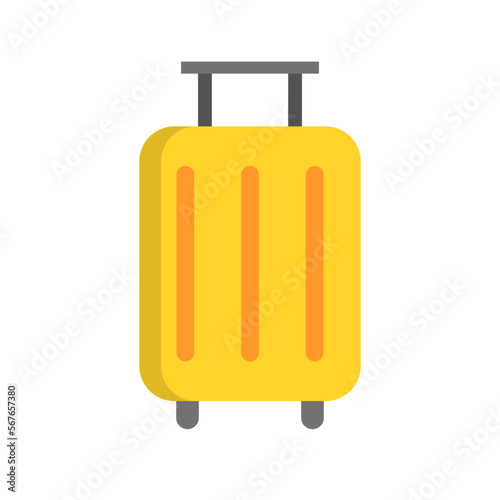 Flat design yellow suitcase icon. Vector.