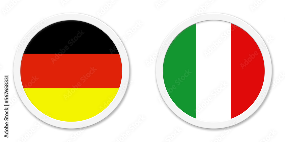 Deutschland und Italien - Zwei runde Buttons Deutschland und Italien - Zwei runde Buttons