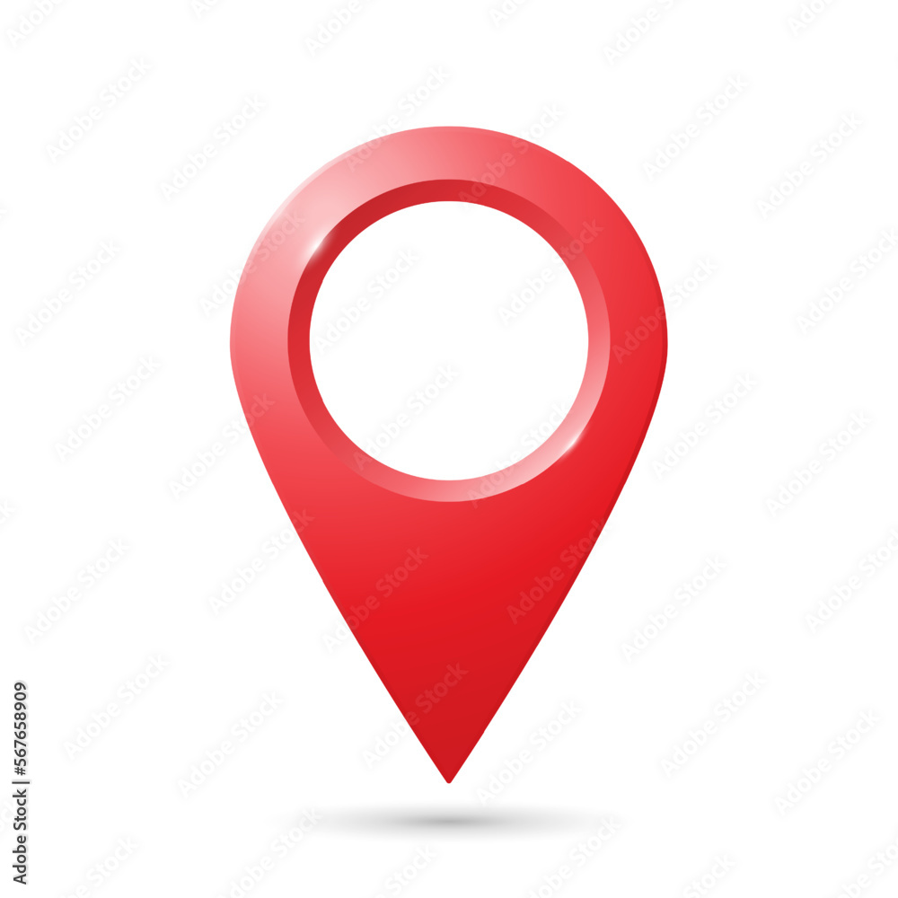 Realistic red geolocation icon. The PIN code icon of the card on a white background. Vector illustration. Realistic red geolocation icon. The PIN code icon of the card on a white background. Vector illustration.