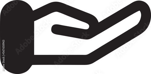 Hand icon symbol in black vector image , illustration of the human finger