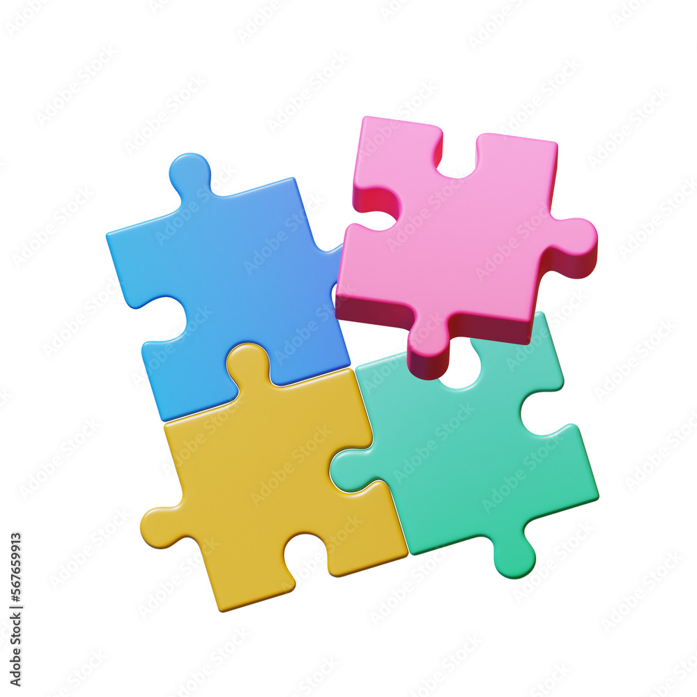 blue pink yellow green puzzle 3D Icon blue pink yellow green puzzle 3D Icon