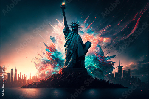 Statue of Liberty. Independence day concept