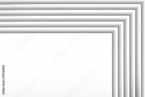White geometric textured corners background. Business card, web banner template, abstract wallpaper. Backdrop in paper cut style. Vector illustration.