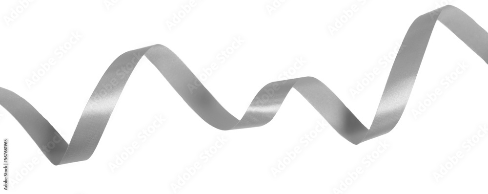 silver ribbon on transparent background, PNG image. ribbon elements