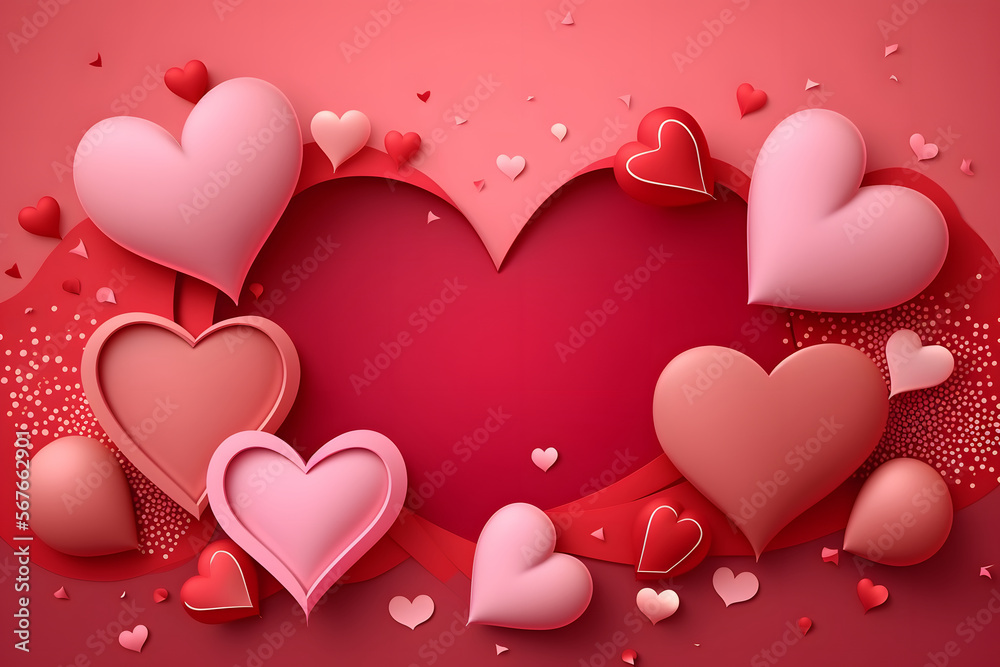 valentine's day hearts, digital illustration