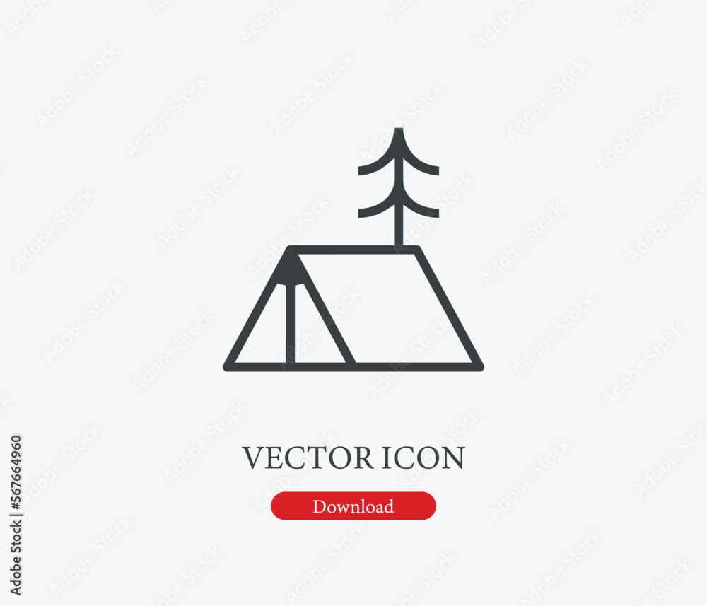 Tent vector icon. Editable stroke. Symbol in Line Art Style for Design, Presentation, Website or Mobile Apps Elements, Logo.  Tent symbol illustration. Pixel vector graphics - Vector