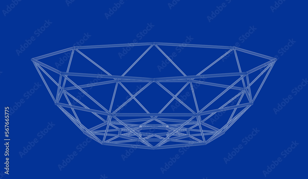 3D wire-frame model of minimalist mesh fruit bowl 3D wire-frame model of minimalist mesh fruit bowl