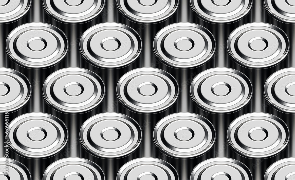 High-quality seamless pattern of 4680 ordered cells. Negative contacts facing up. Easily tileable to any size and format. Ready for toning. 3D render.