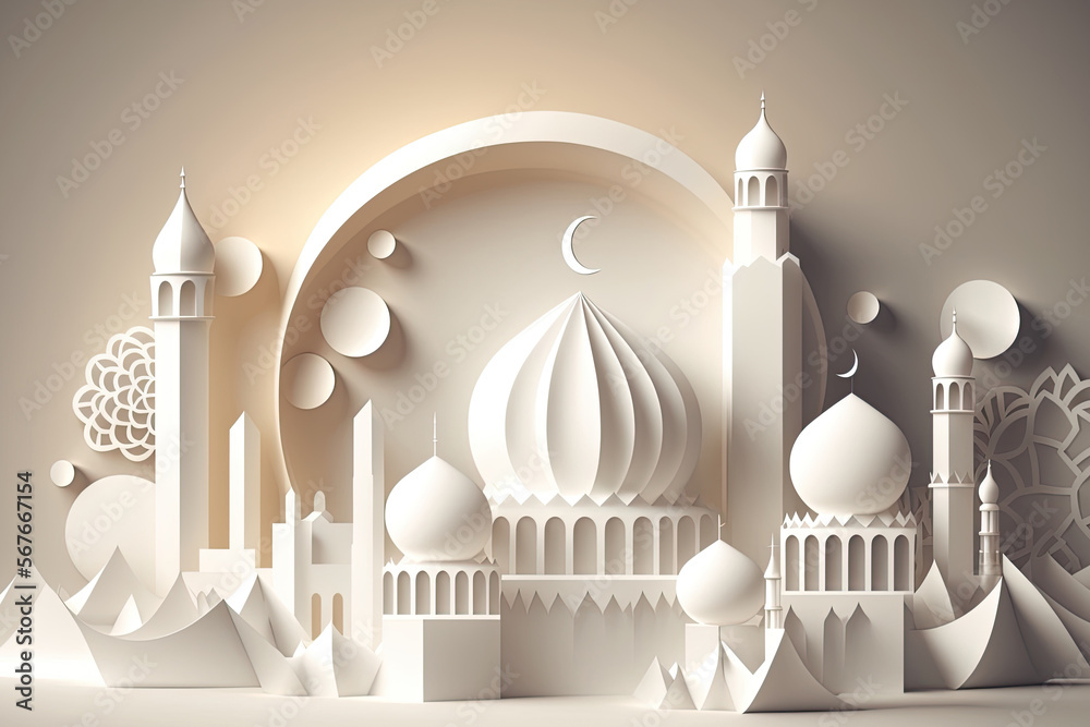 Ramadan Pattern Paper Design elegant paper cut ramadan whit color background illustration ...