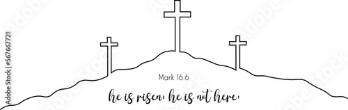 Bible verse vector, He is Risen text, Easter bible verse illustration, Easter bible quote, Easter vector illustration, Christian cross, Scripture quote, Cross vector