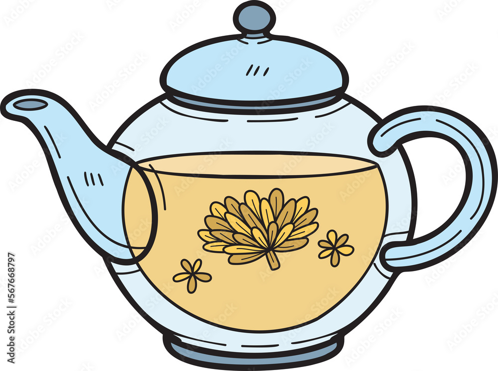 Hand Drawn english style teapot illustration in doodle style Hand Drawn english style teapot illustration in doodle style