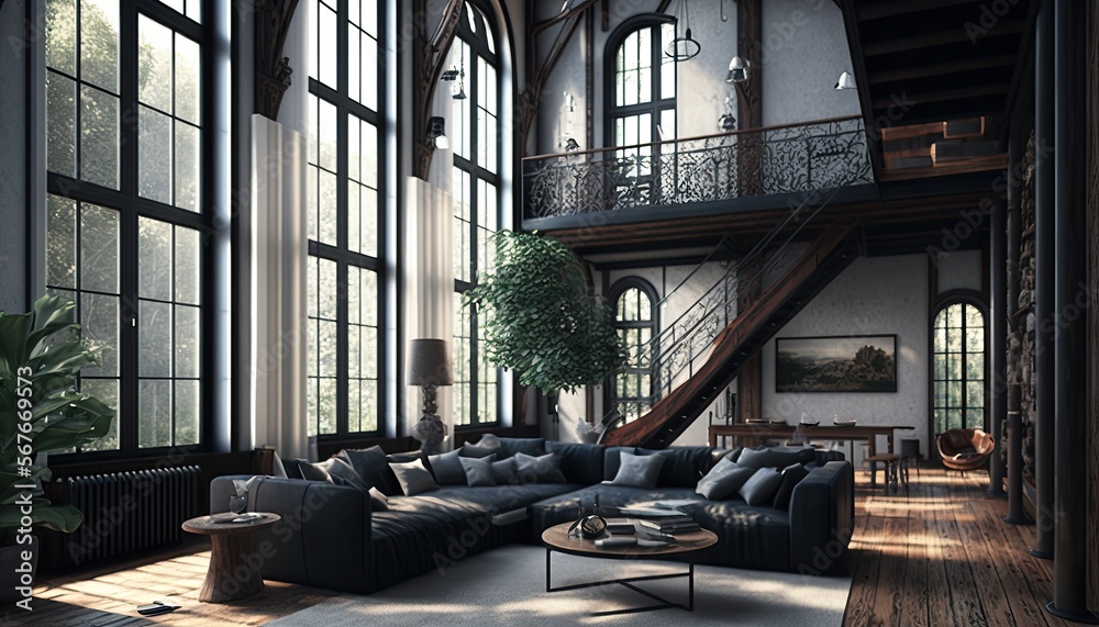 classic living room interior. 3D rendering. Generative ai