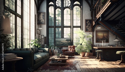 classic living room interior. 3D rendering. Generative ai