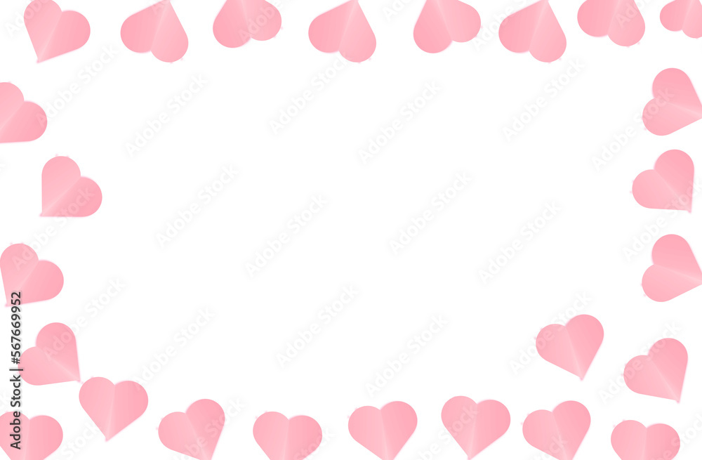 Pink hearts background for valentine isolated on transparency photo png file