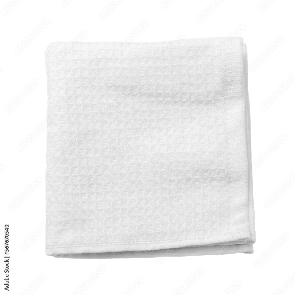 White soft towel folded isolated on white background