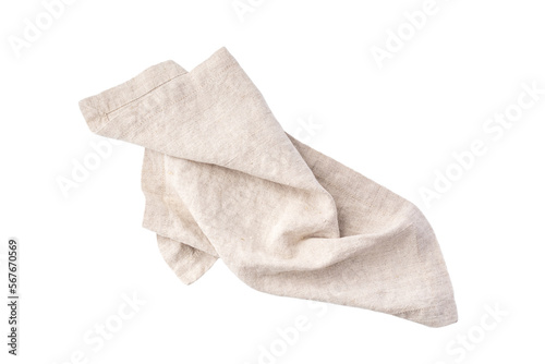 Linen napkin isolated on white background photo