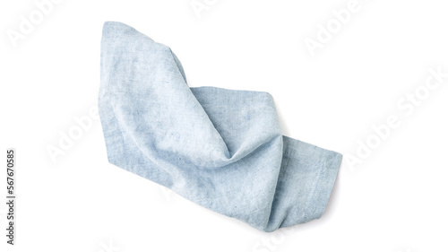 Light blue linen napkin isolated on white background photo