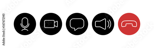 Phone call button line icon. Phone, video, camera, volume, connection, calls all over the planet, communication, geolocation, gps. Phone concept. Vector line icon on white background for Business