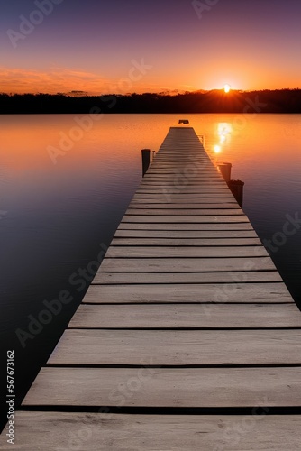 pier and sunset - generative ai © unalcreative