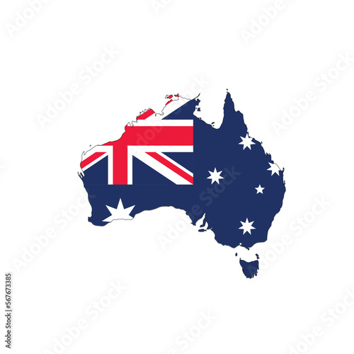 Australia national flag in a shape of country map