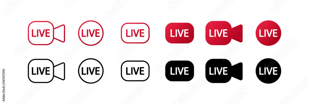 Speech bubble with live stream text set icon. Streaming platform, online conference, social media, button, feedback, link. Media concept. Vector line icon for Business and Advertising Speech bubble with live stream text set icon. Streaming platform, online conference, social media, button, feedback, link. Media concept. Vector line icon for Business and Advertising