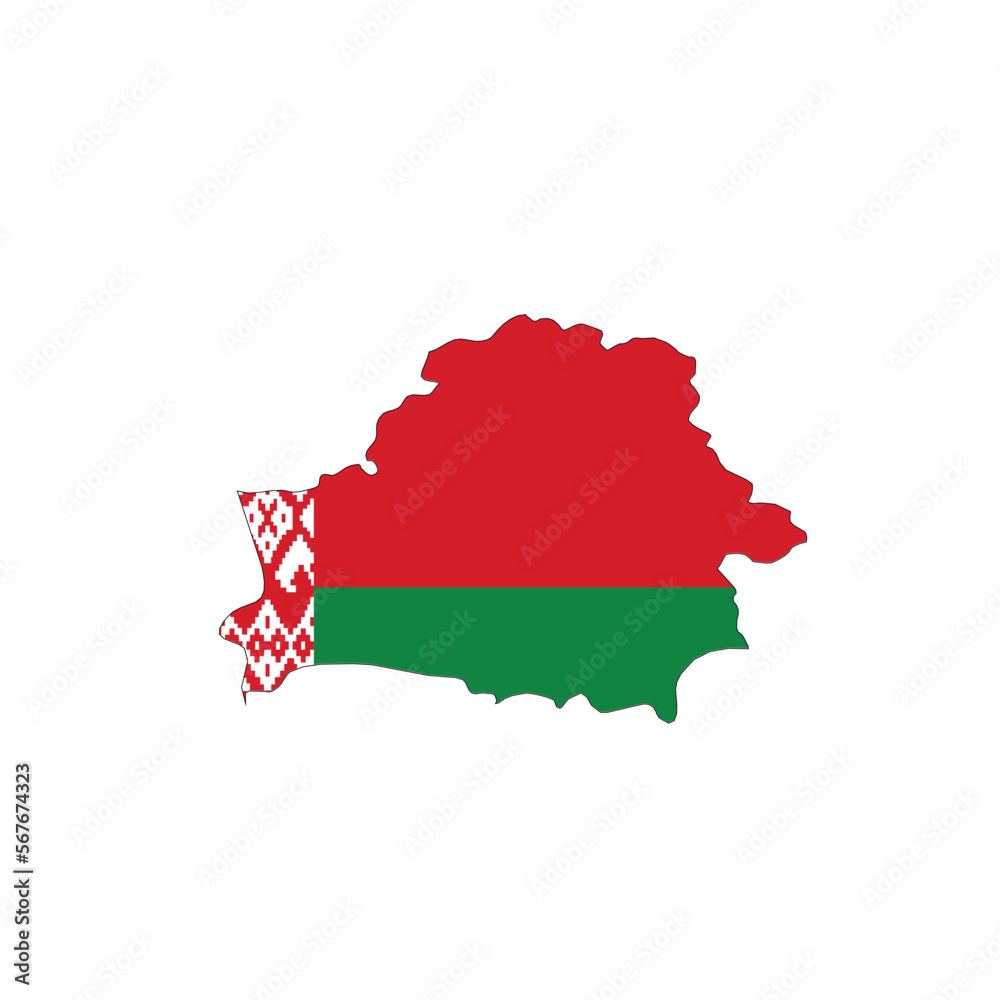 Obraz premium Belarus national flag in a shape of country map