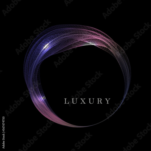 Isolated round frame, small tulle with a gradient on a black background