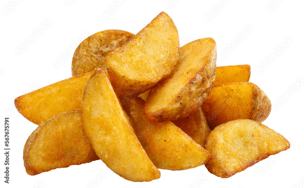 Delicious fried potato wedges cut out