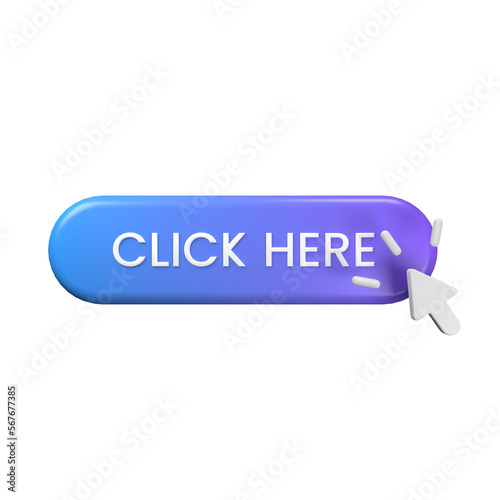 Click her button 3D illustration