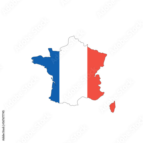 France national flag in a shape of country map