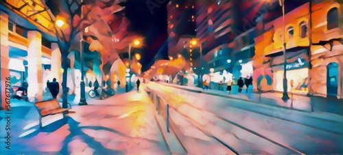 Big City Street at night. A...
