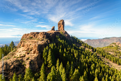 View of Roque Nublo mountain at Roque Nublo Rural Park, Gran Canary, Canary Islands, Spain photo