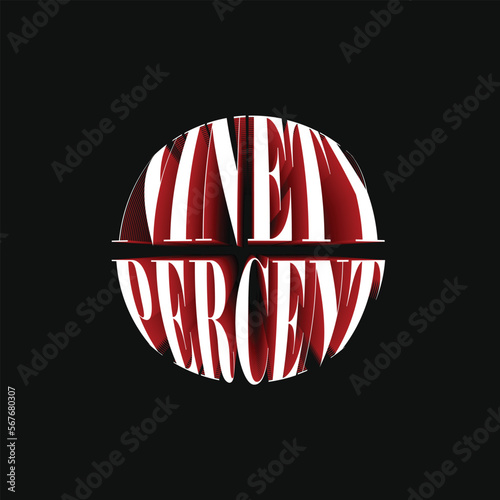 90% Ninety Percent Discount Off 3D Spherical Circular Red Black Numeric Letter Abstract Font Typography Creative Initial Vector