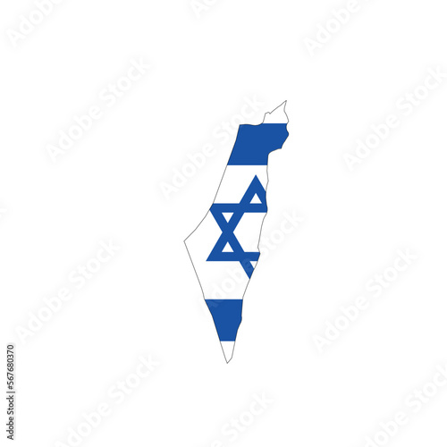 Israel national flag in a shape of country map