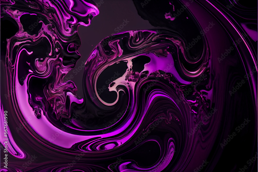 Black and purple liquid marble with glitter | Liquid art | Generative Ai | Liquid marble texture | Liquid paint waves | Fluid art