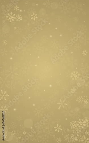 White Snowfall Vector Golden Background. Winter